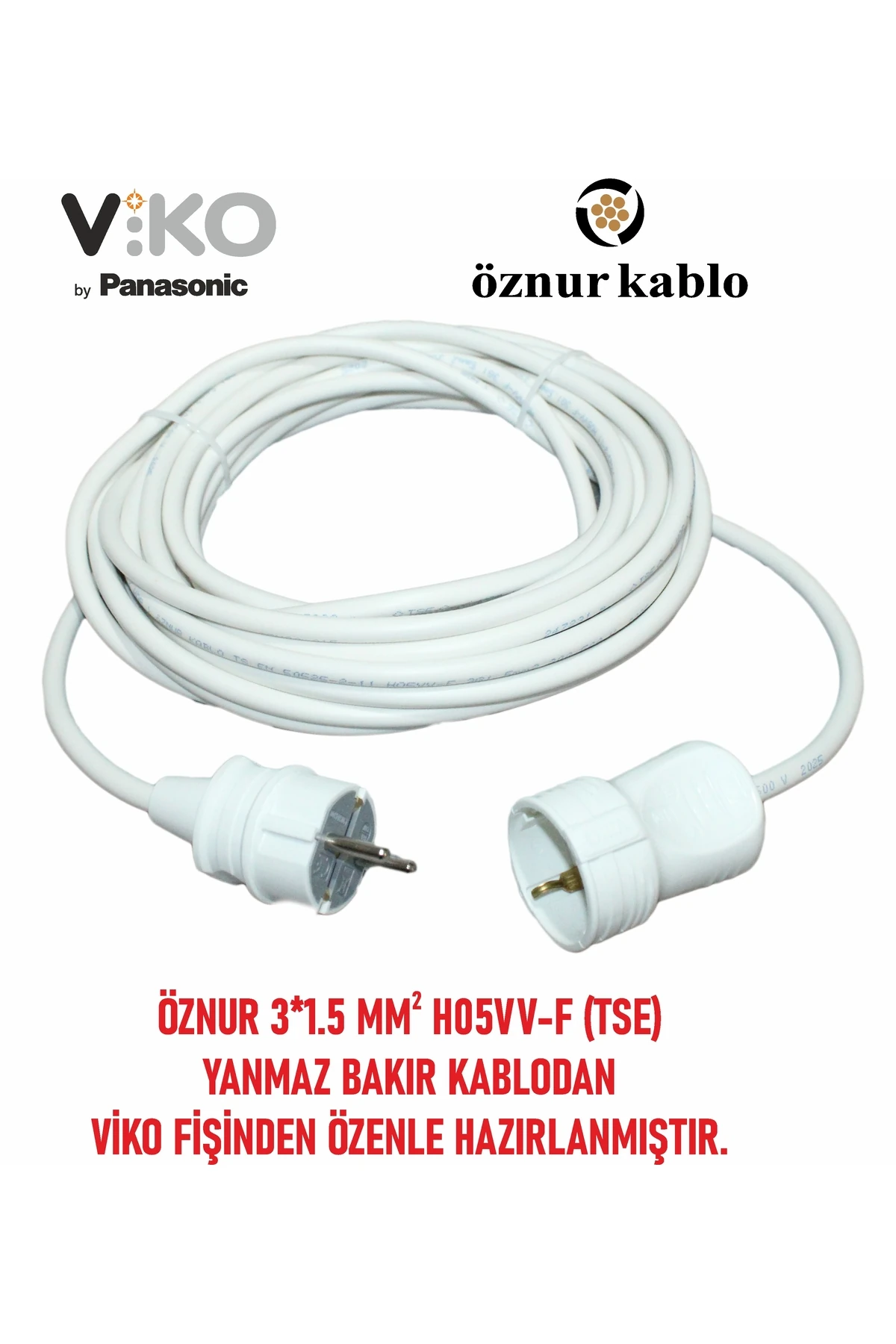 Seyyar 9 Metre Yanmaz Bakır Kablo – Viko Fişli, Öznur Kablodan Hazırlanmış